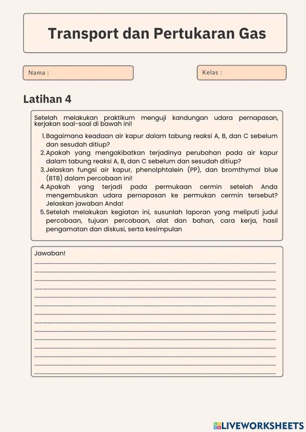 Praktikum Transport dan Pertukaran Gas