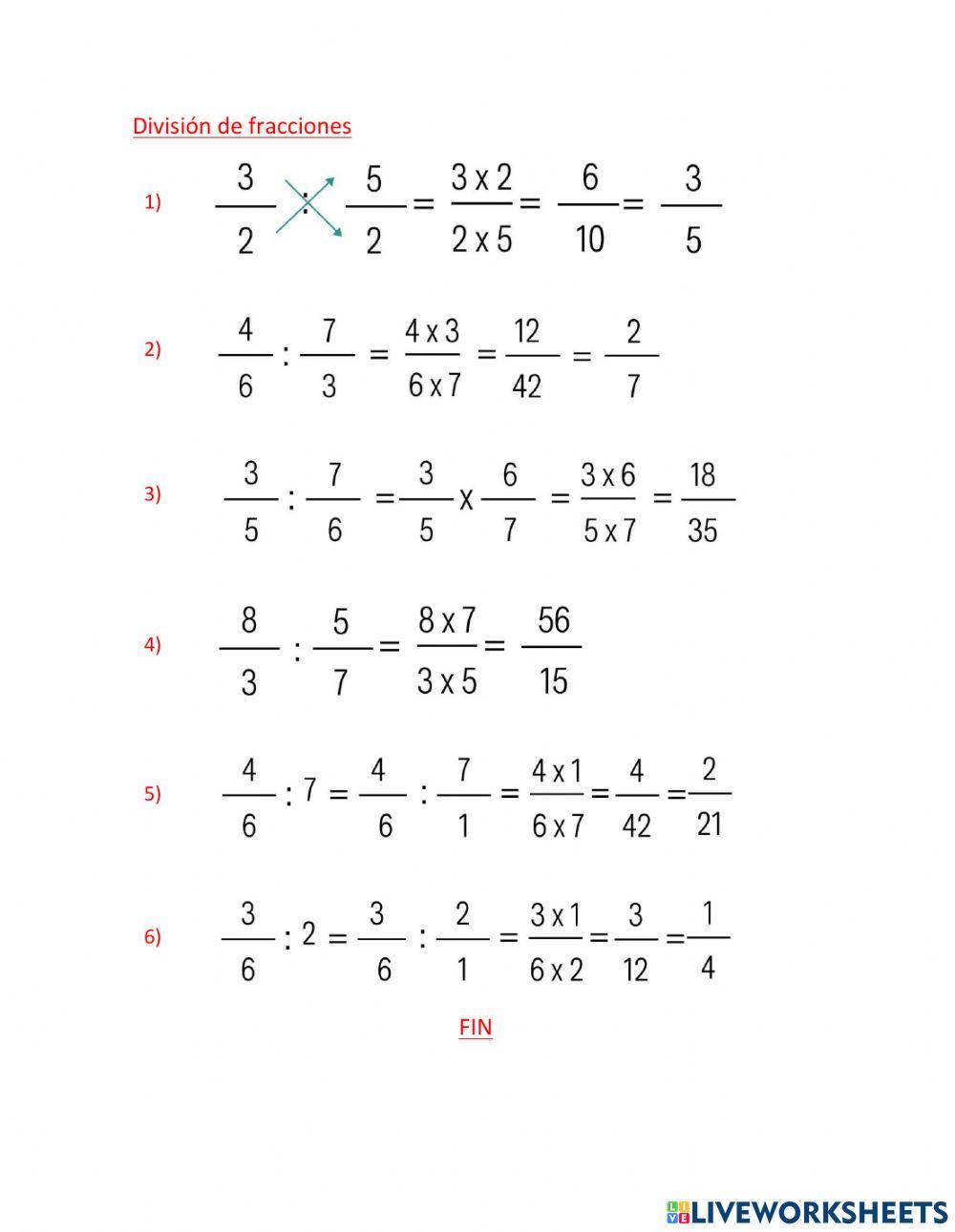Multiplicacion y division de fracciones