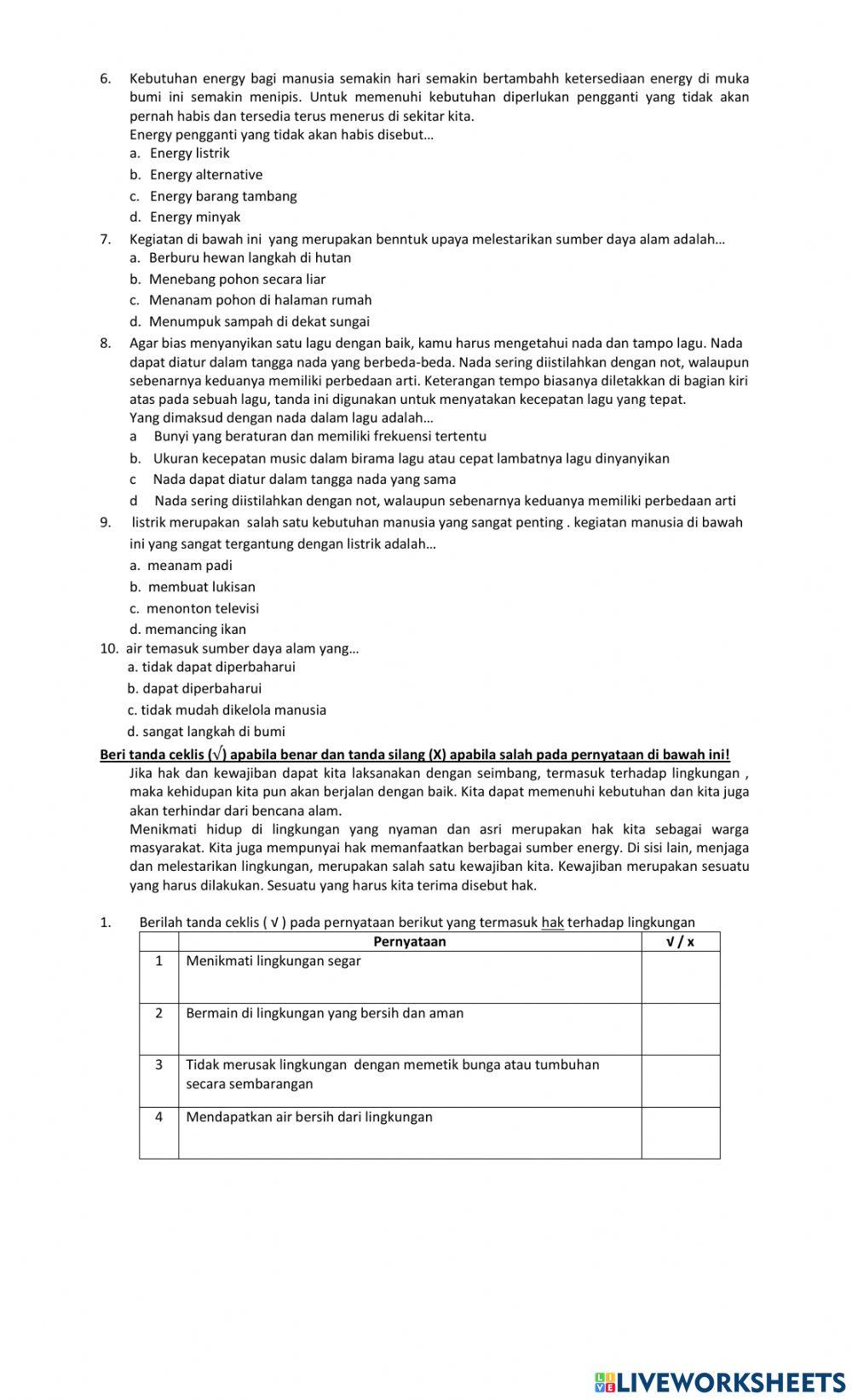 PAT TEMA 9 Kelas 4 2023