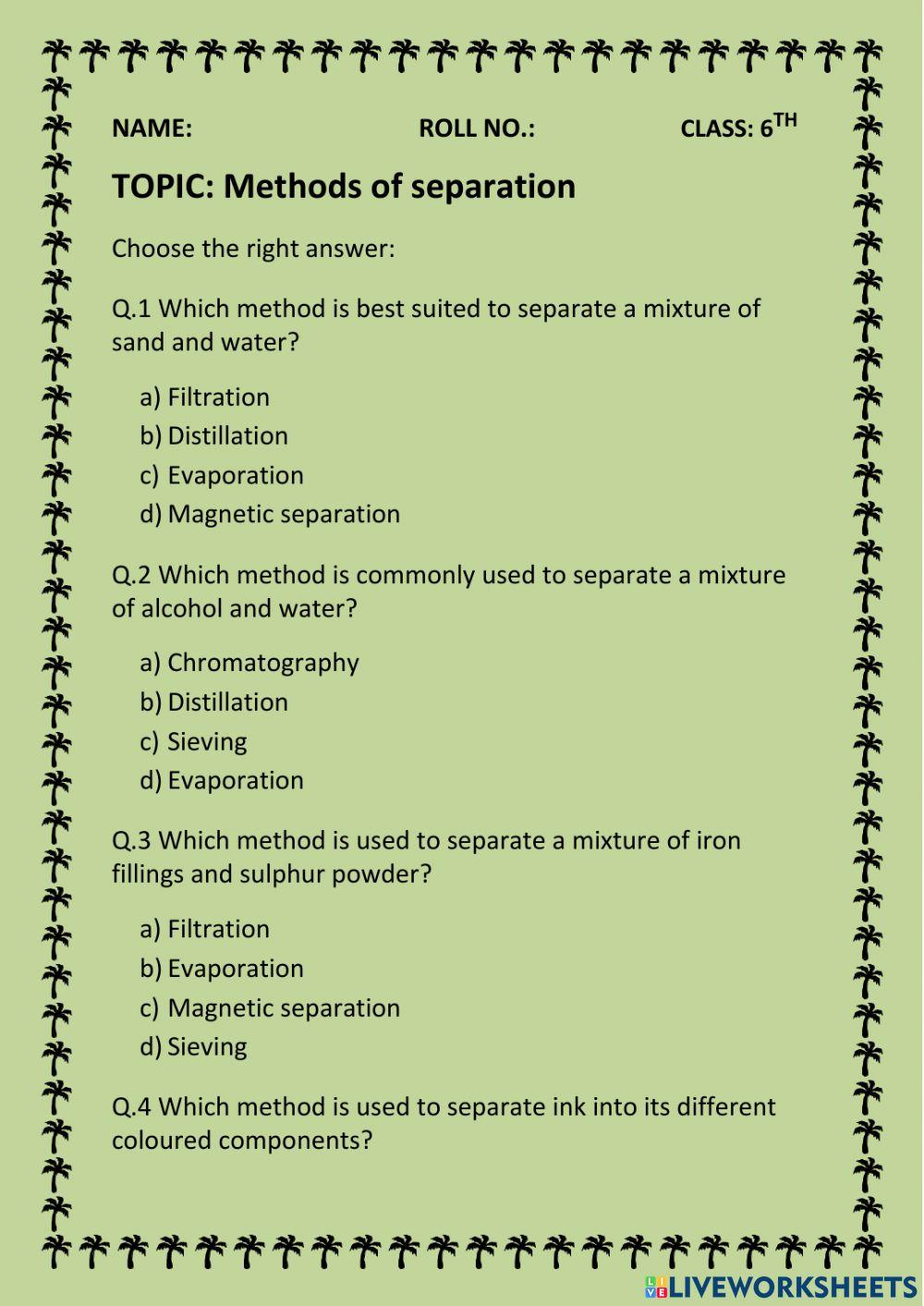 Separation of substances