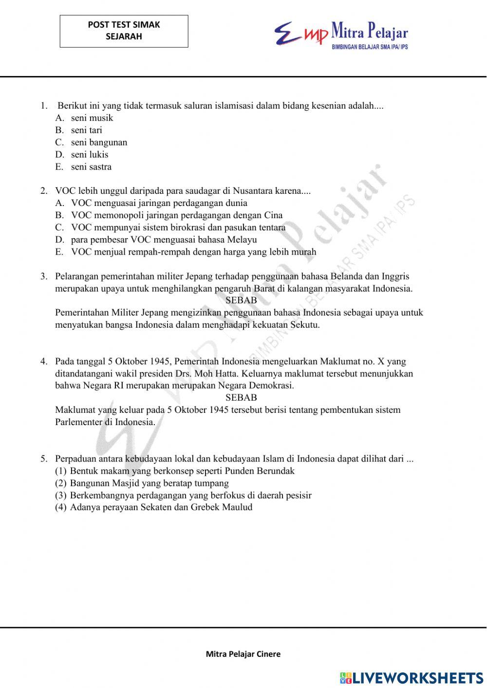 Post Test SImak Sejarah