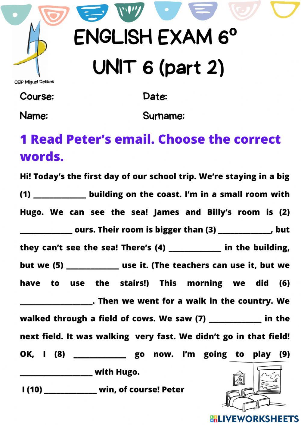 Exam 6º UNIT 6 (part 2)