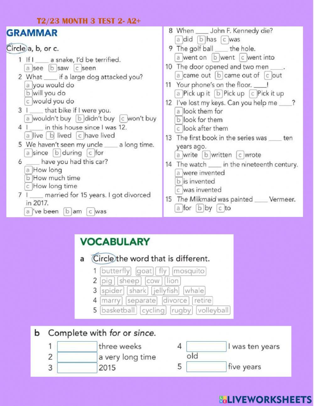 Month 3 final test  a2+