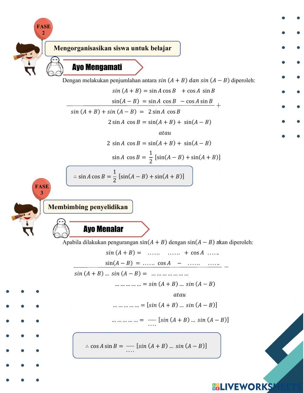 Rumus jumlah dan selisih sudut sinus dan cosinus
