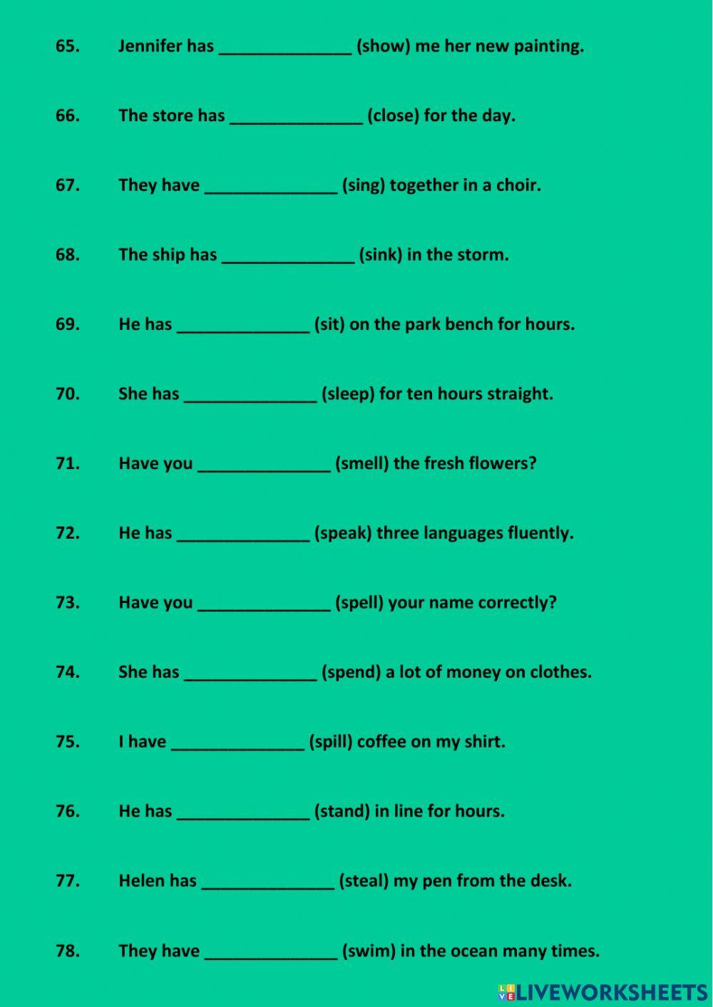 Irregular Verb Sentences