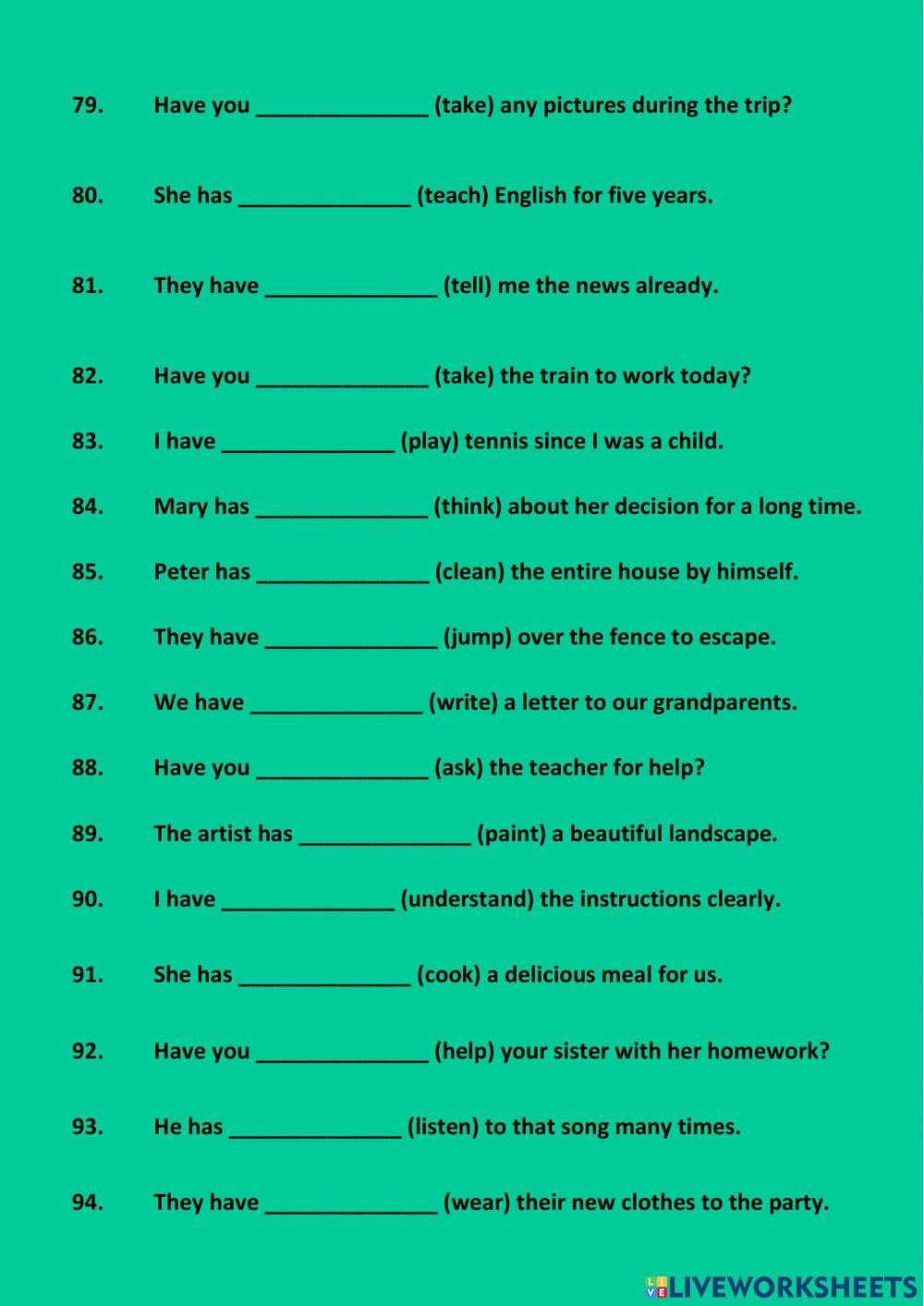 Irregular Verb Sentences