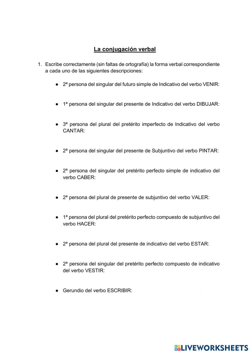 La conjugación verbal