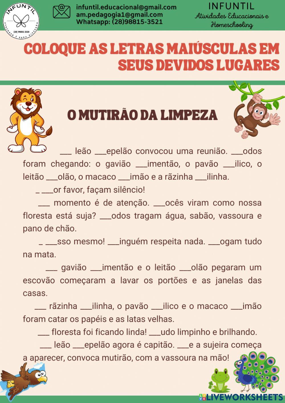 Coloque o letra maiúscula no lugar correto