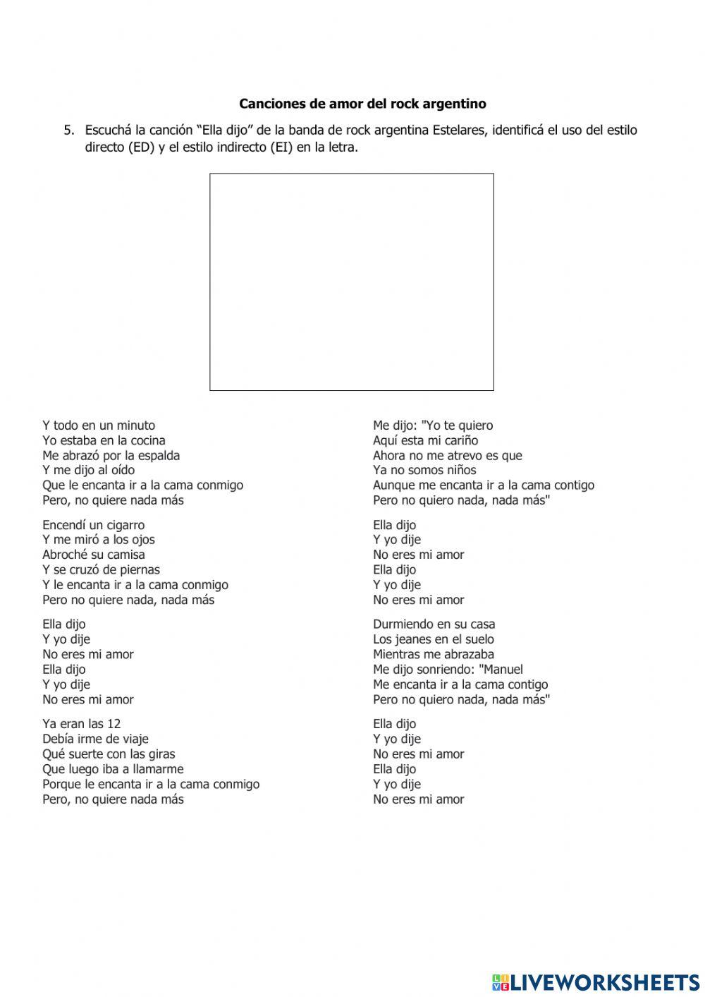 Secuencia didáctica estilo directo e indirecto El amor en el cine y la música
