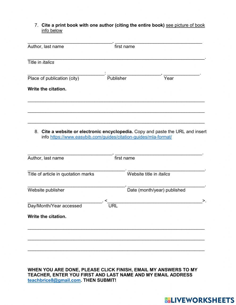 Plagiarism-MLA … | Free Interactive Worksheets | 7038528, image size:1000x1291