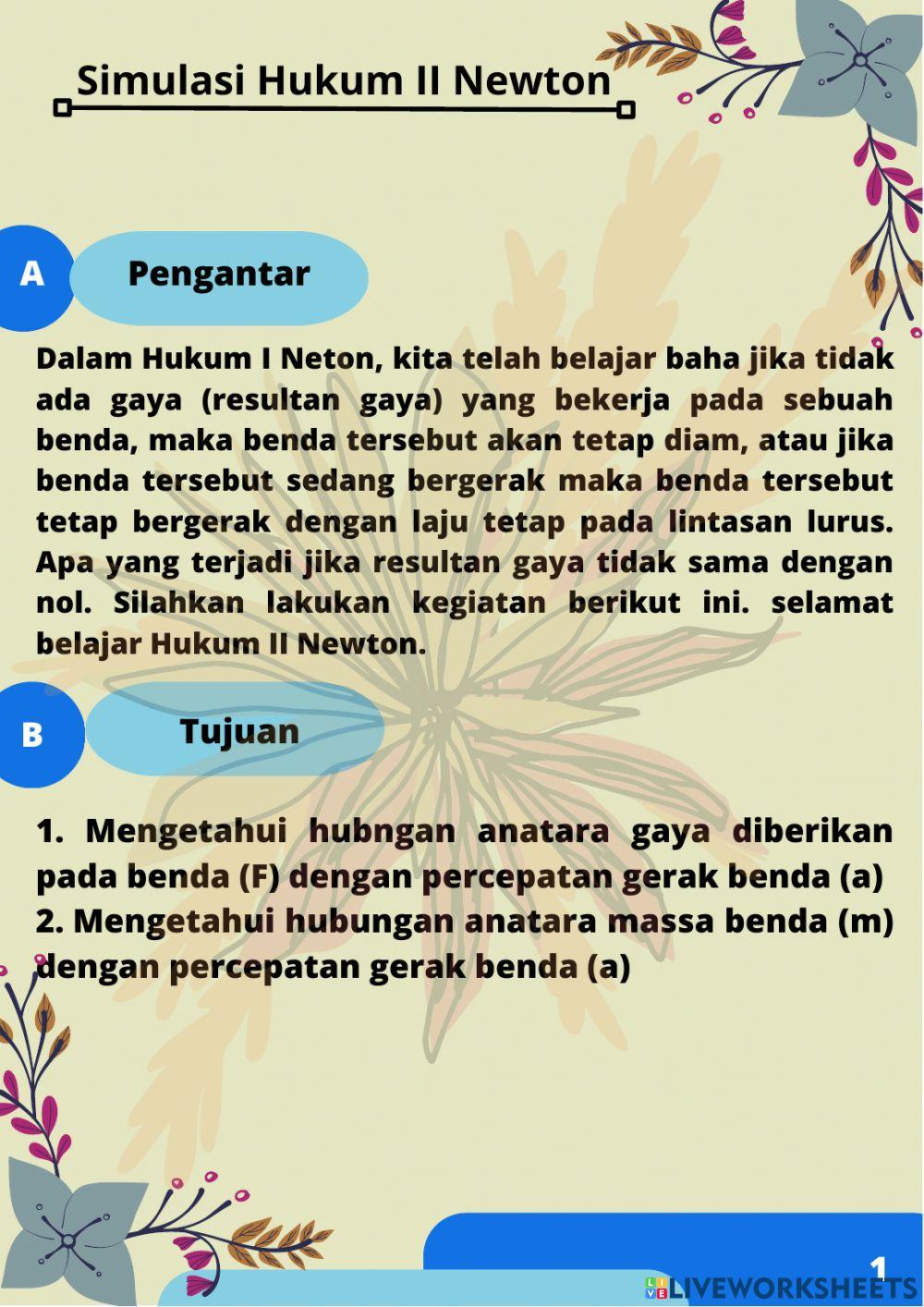 Simulasi PhET Hukum II Newton