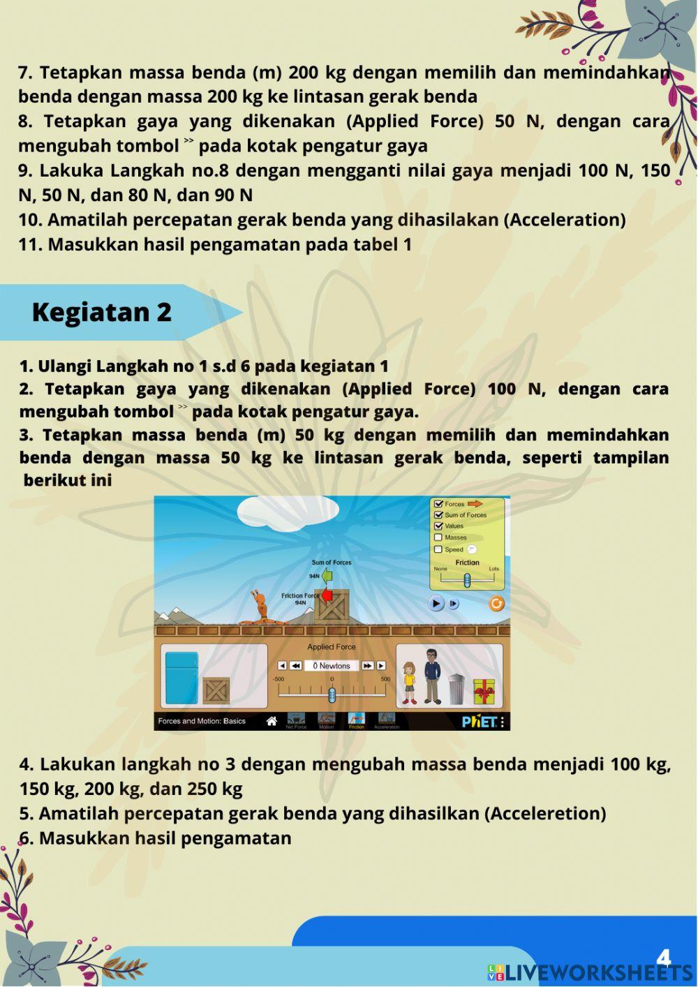 Simulasi PhET Hukum II Newton