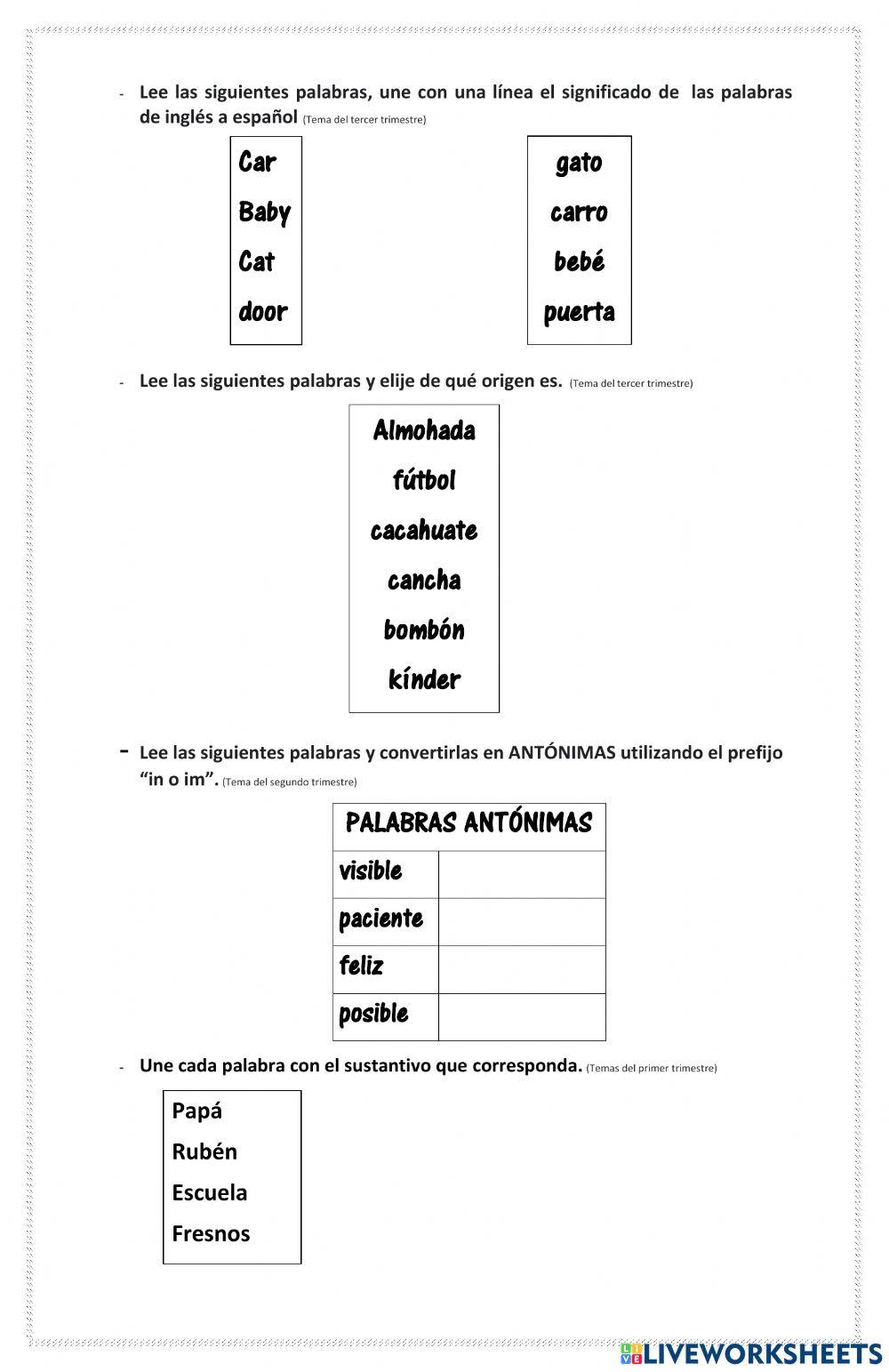 Guía global de español 2°