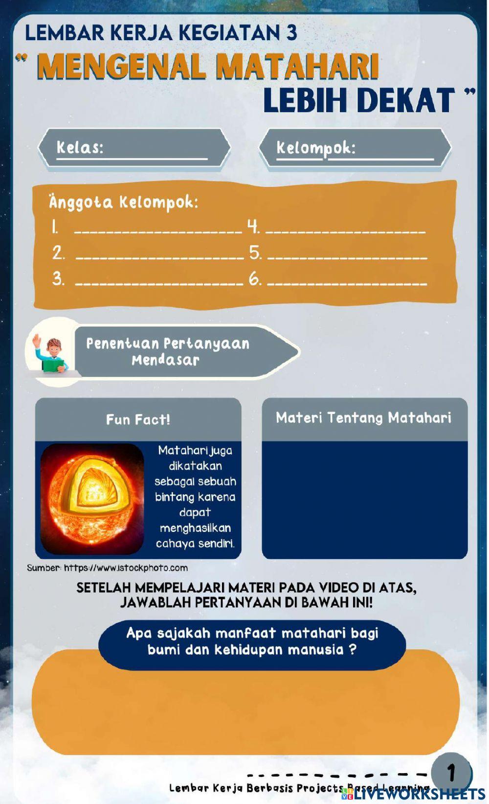 Kegiatan 3 - Mengenal Matahari Lebih Dekat