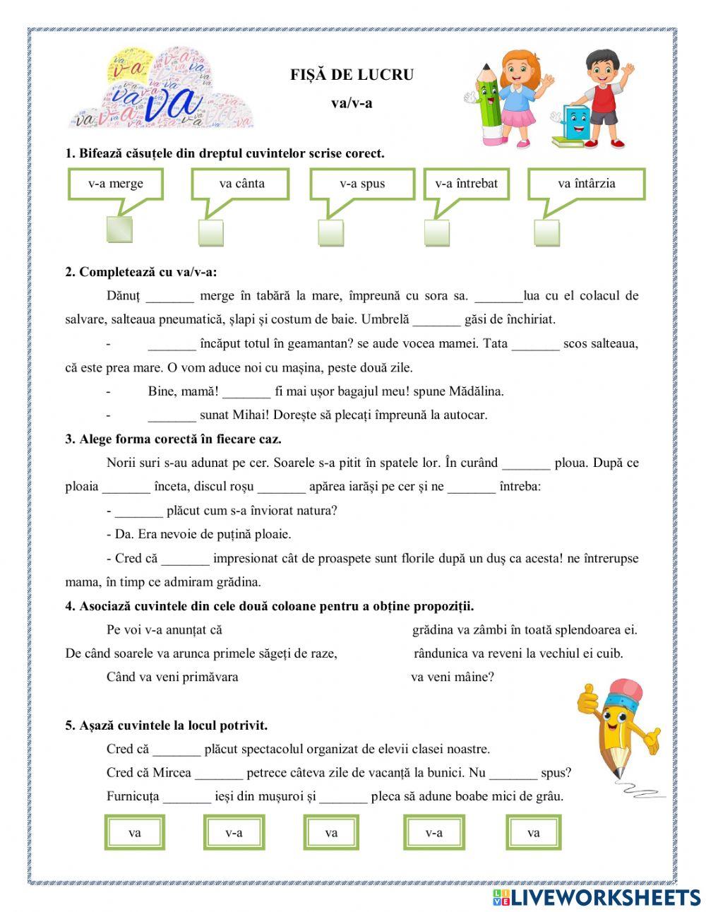 Să scriem corect!(va, v-a)