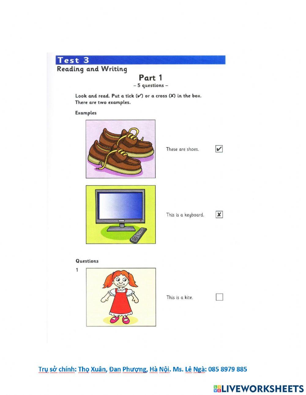 Lt Starters 1 - Test 3 - Reading and Writing