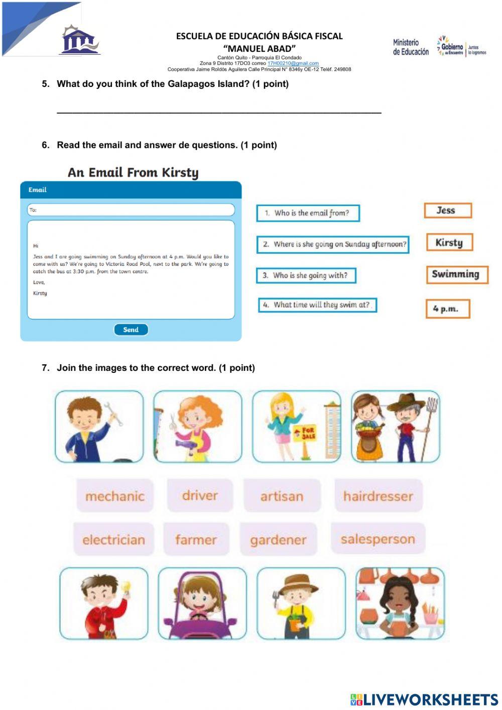 Second quimestral examen 7TH A