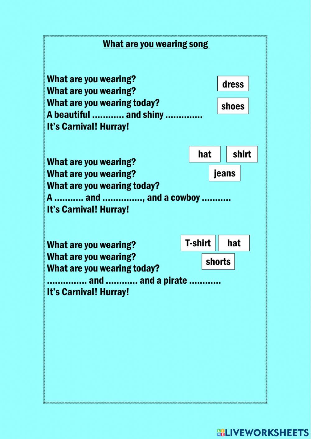 What are you wearing song