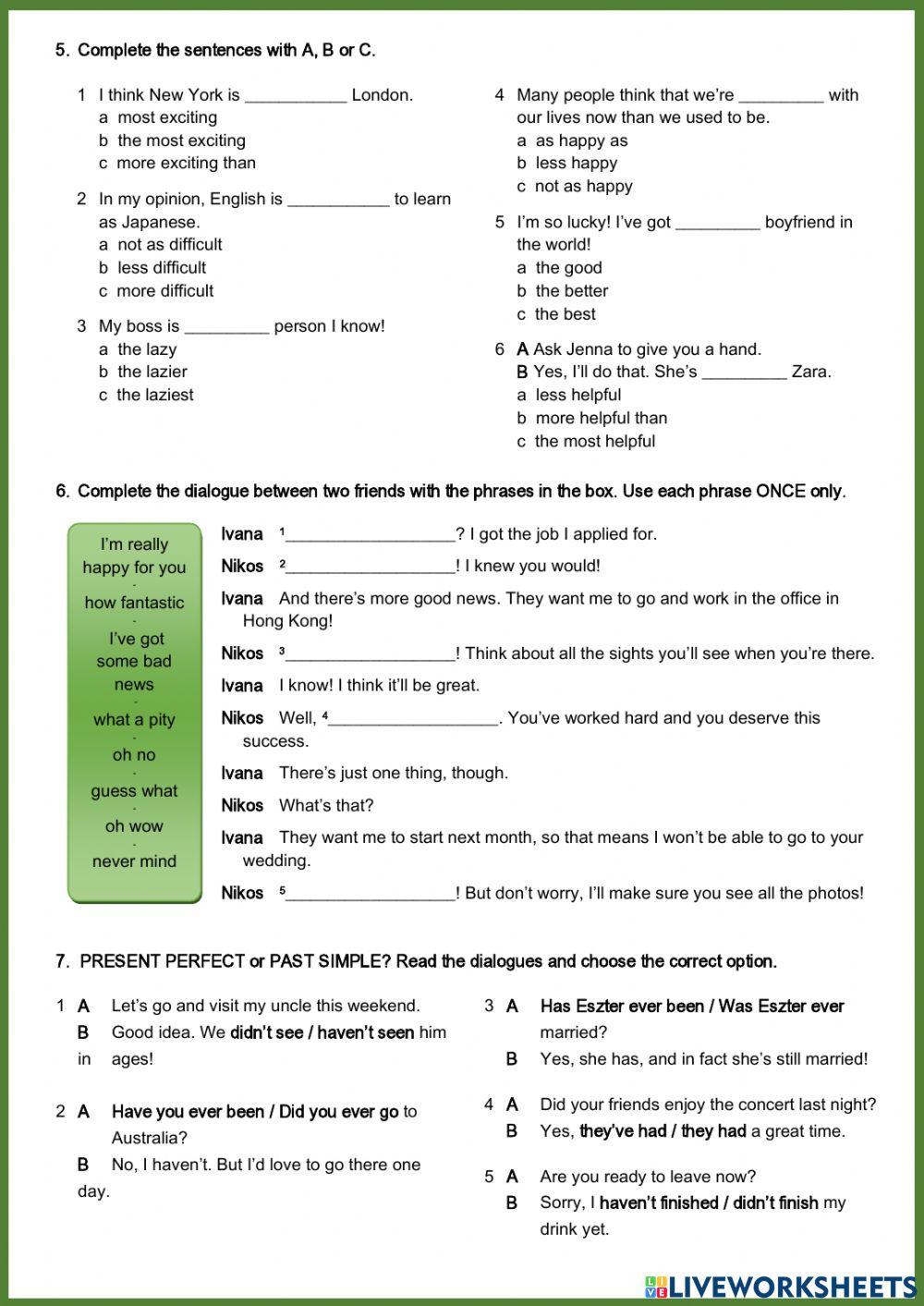 Unit 6 test - B1 LEVEL