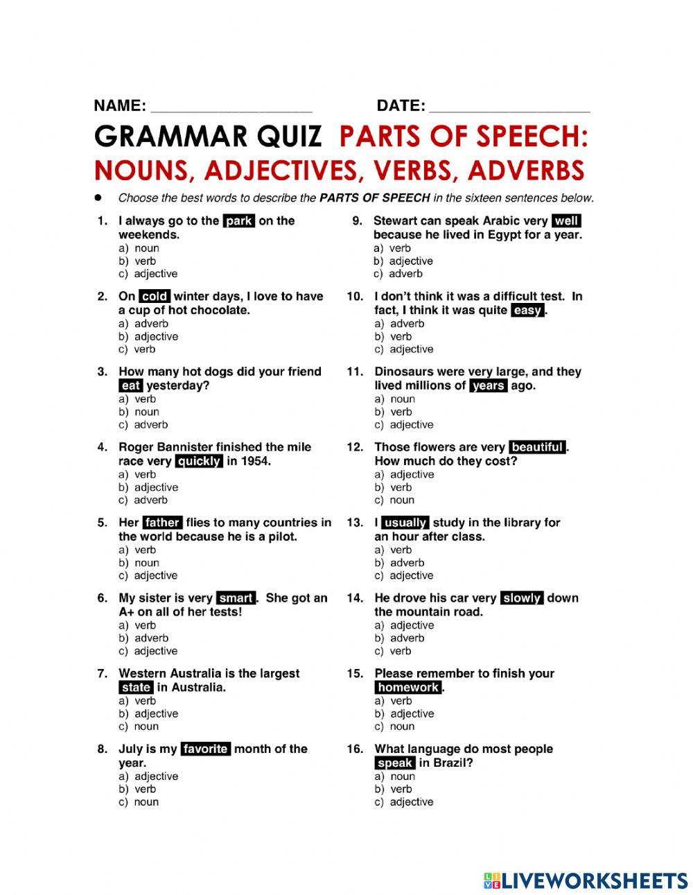 Parts of speech