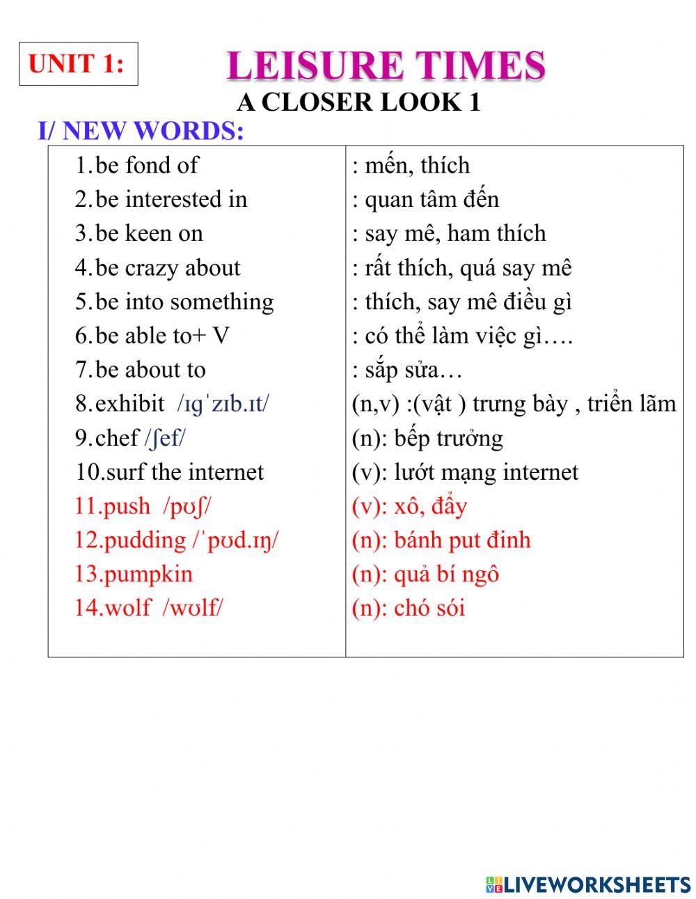 English 8- unit 1- a closer look 1