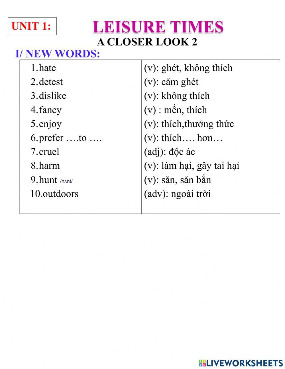 English 8- unit 1- a closer look 2