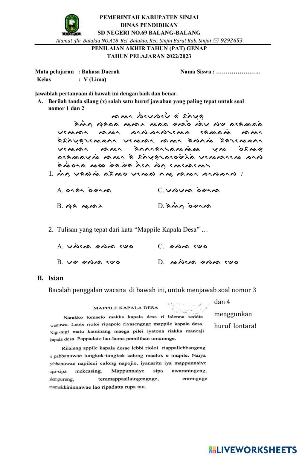 Pat: bahasa daerah 5