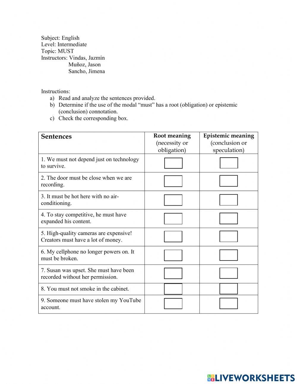 Epistemic & Root connontation of MUST