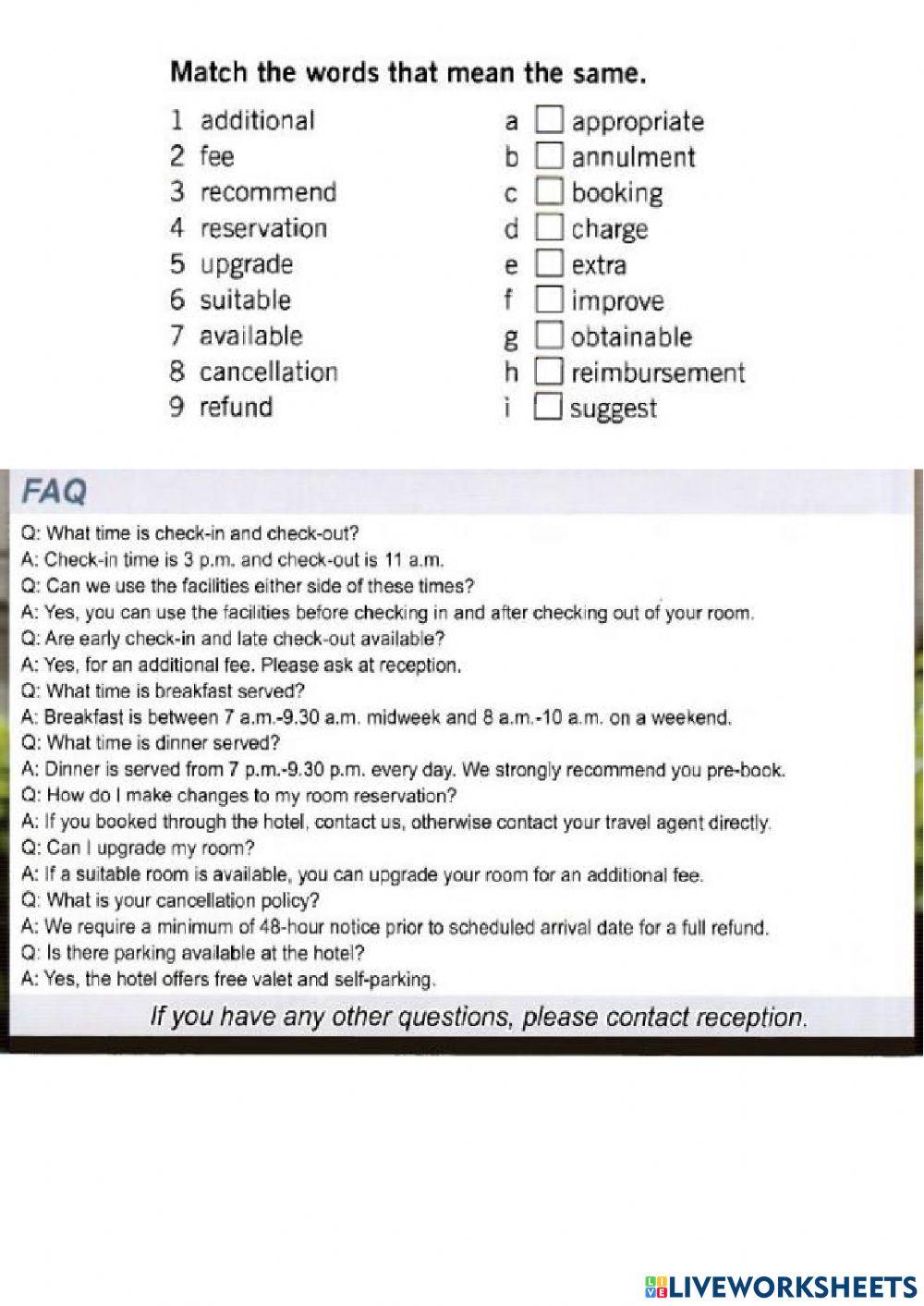 ESP - Tourism and Hospitality