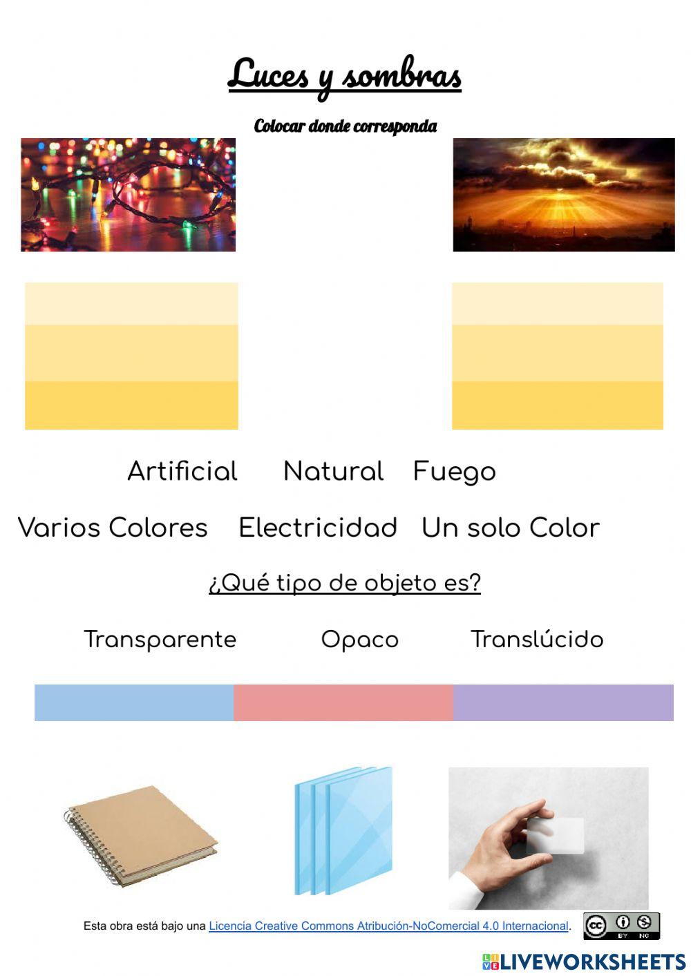 Detalles de la luz y objetos iluminados