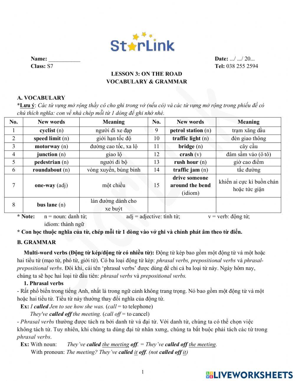 Viet Teacher-S7-Week 3-Lesson 3-Vocab & Grammar