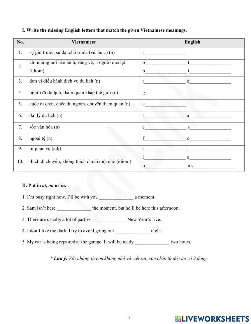 Viet Teacher-S7-Week 3-Lesson 3-Vocab & Grammar