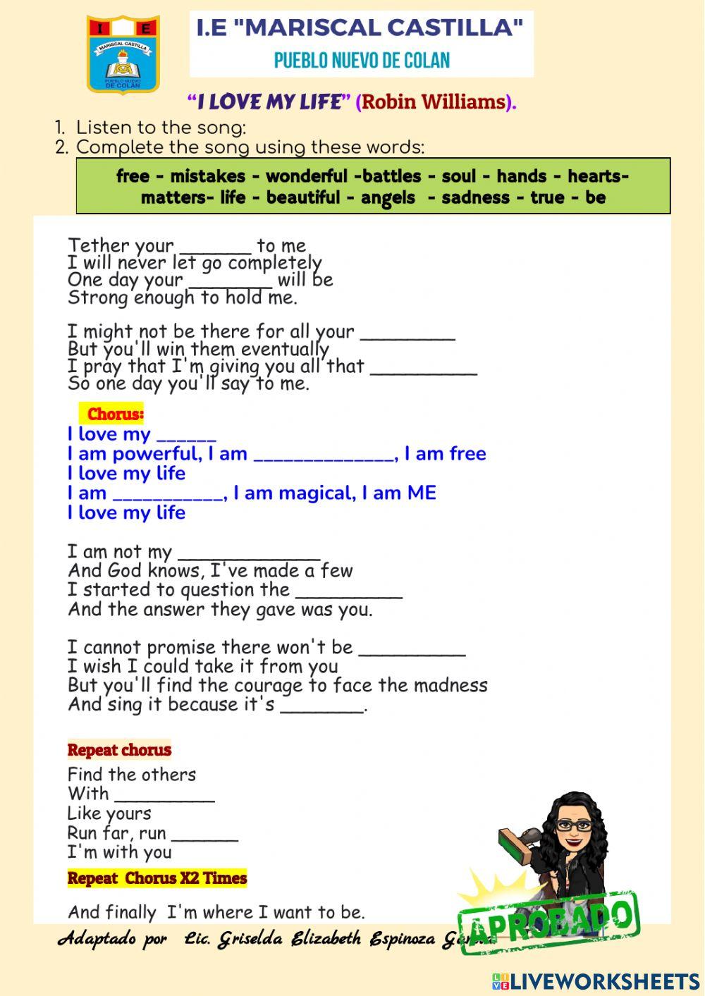 Song: - I LOVE MY LIFE-