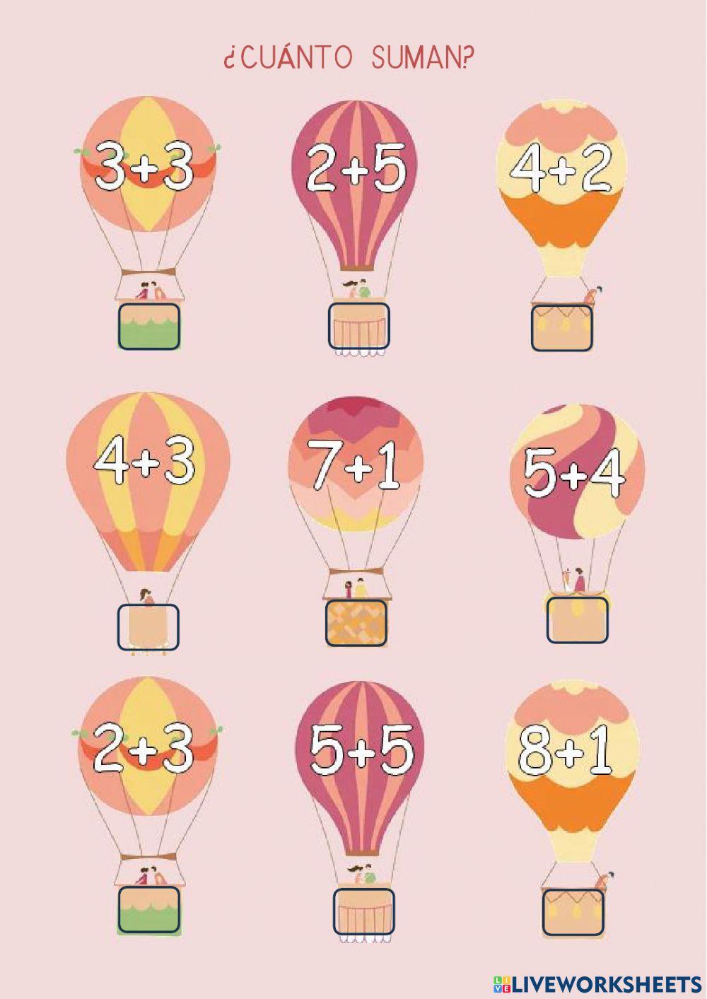 Sumas con globos y dominó