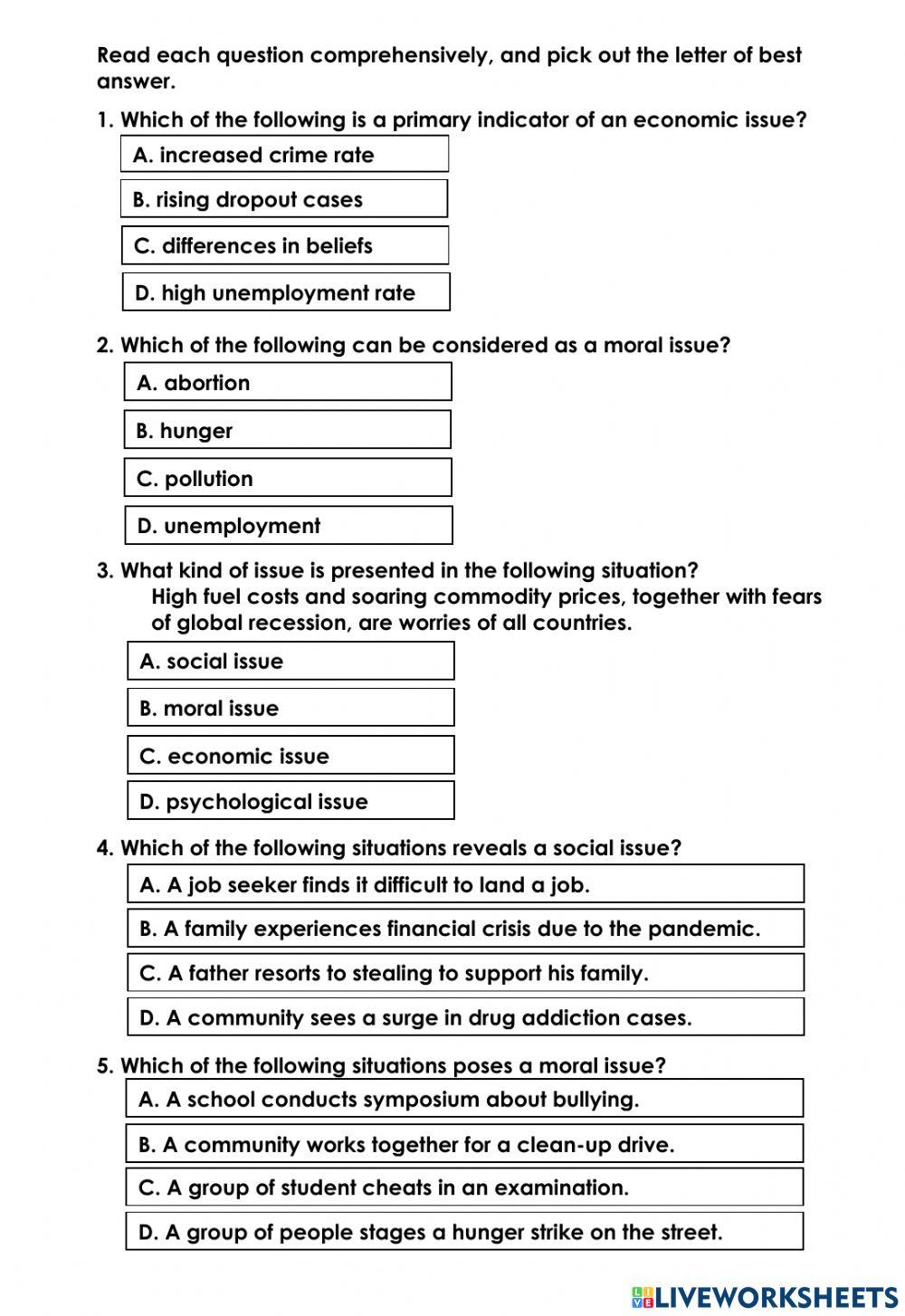 What #39 s your issue? online exercise for Live Worksheets