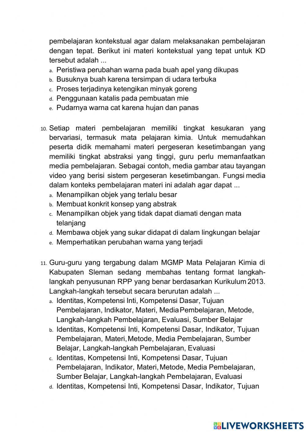 Latihan soal up kimia part 1