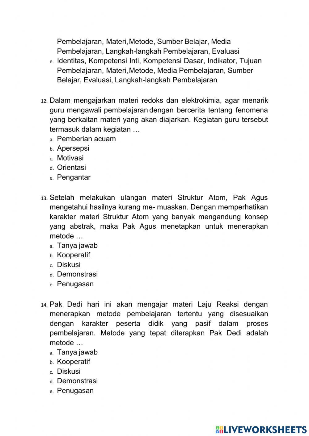 Latihan soal up kimia part 1