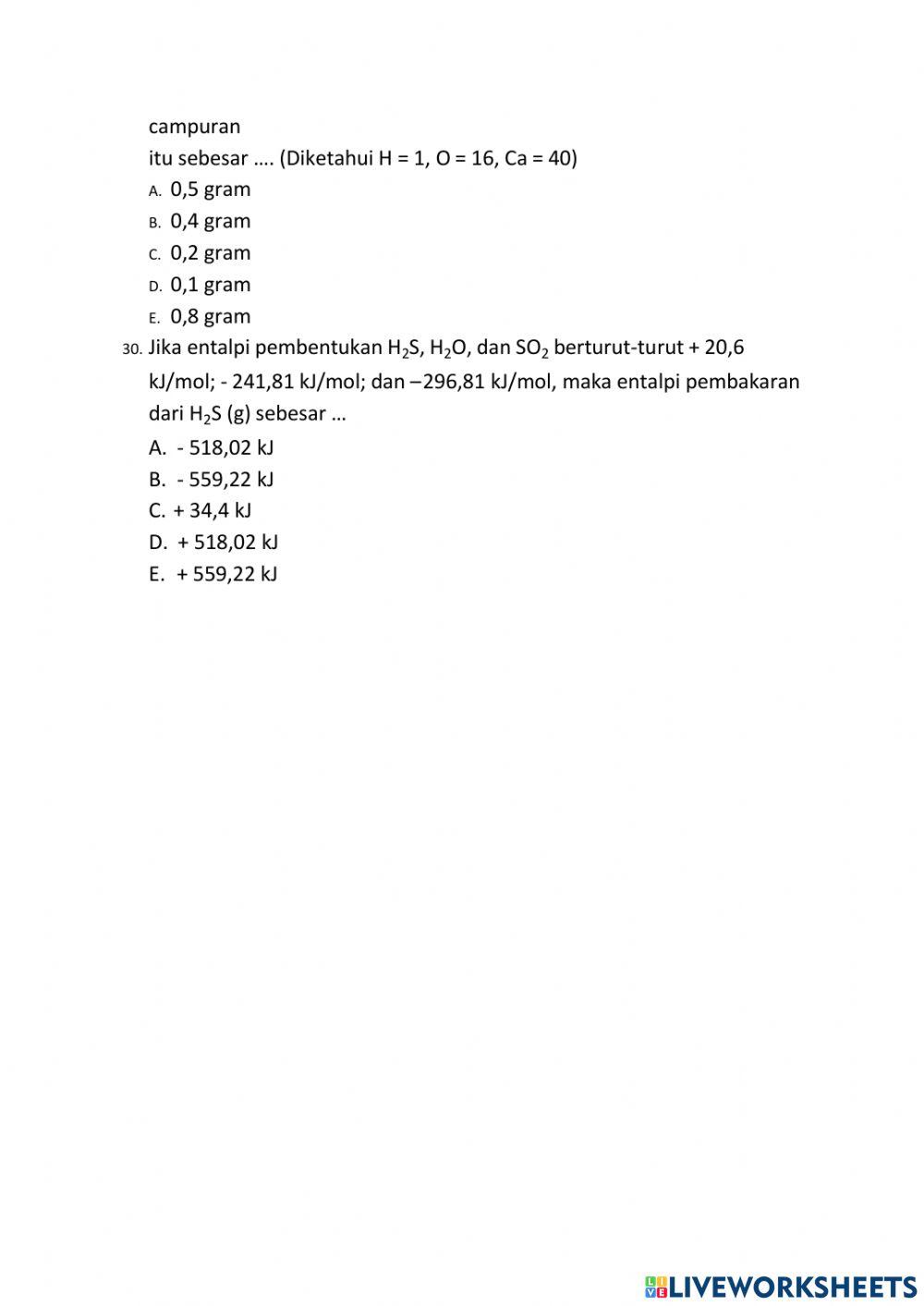 Latihan soal up kimia part 2