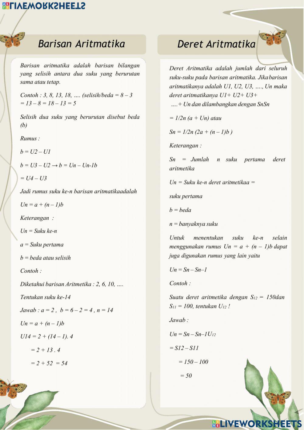 Barisan dan Deret Aritmatika Kelas X