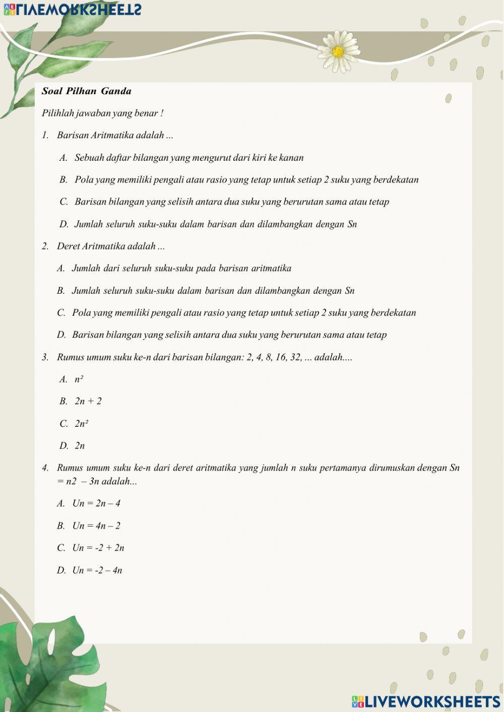 Barisan dan Deret Aritmatika Kelas X