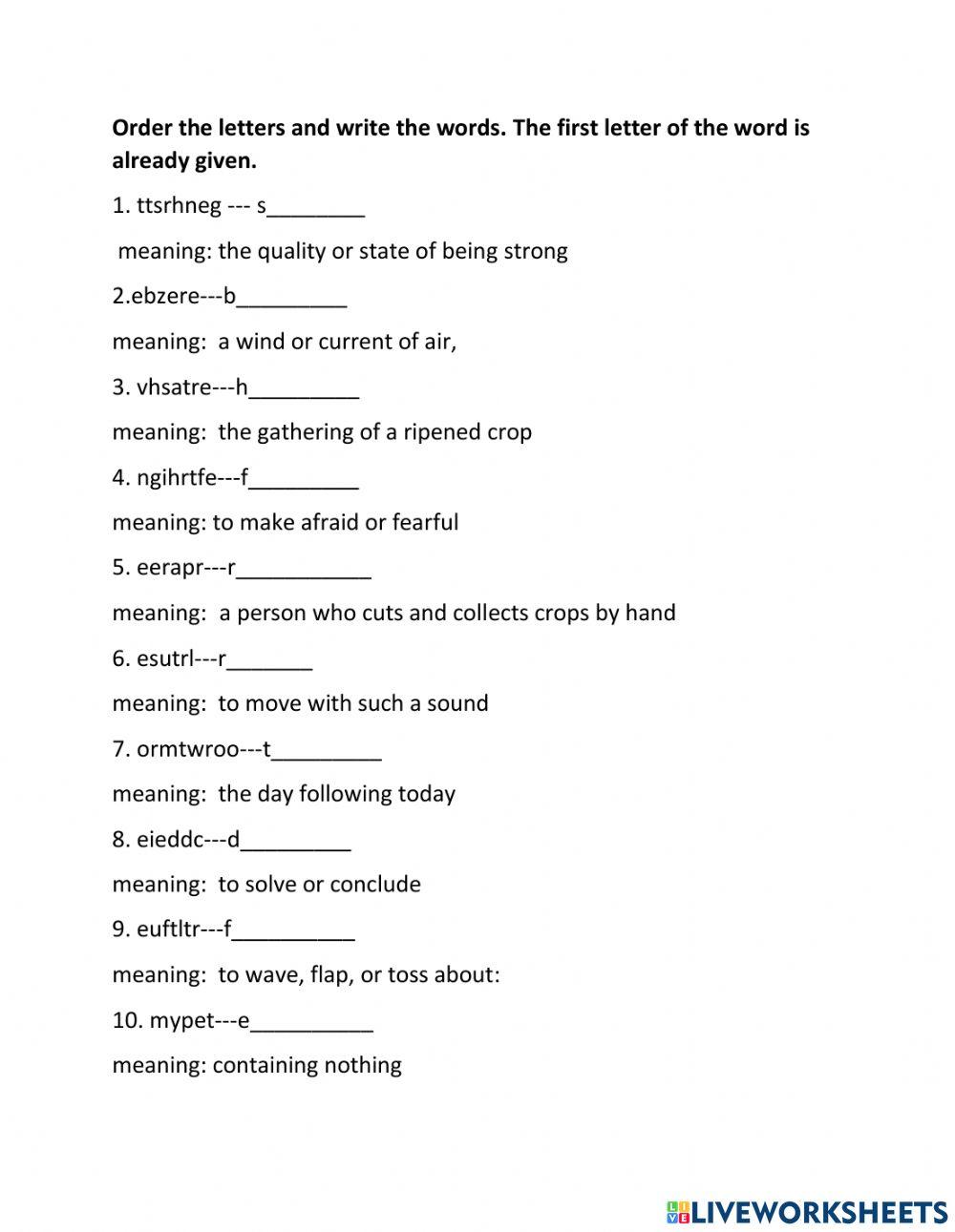 The lark and her young ones vocabs