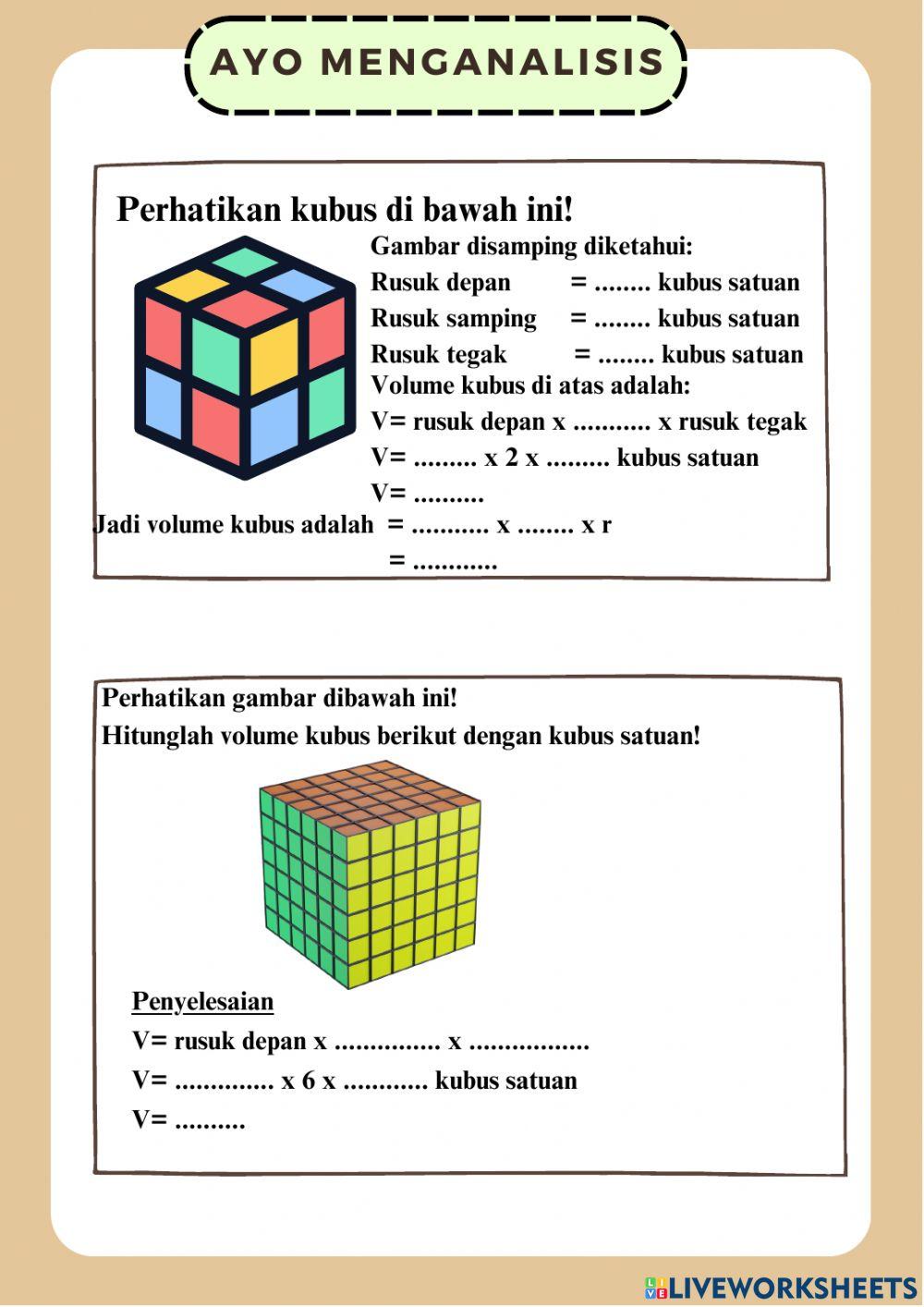Volume dan Luas Permukaan Kubus