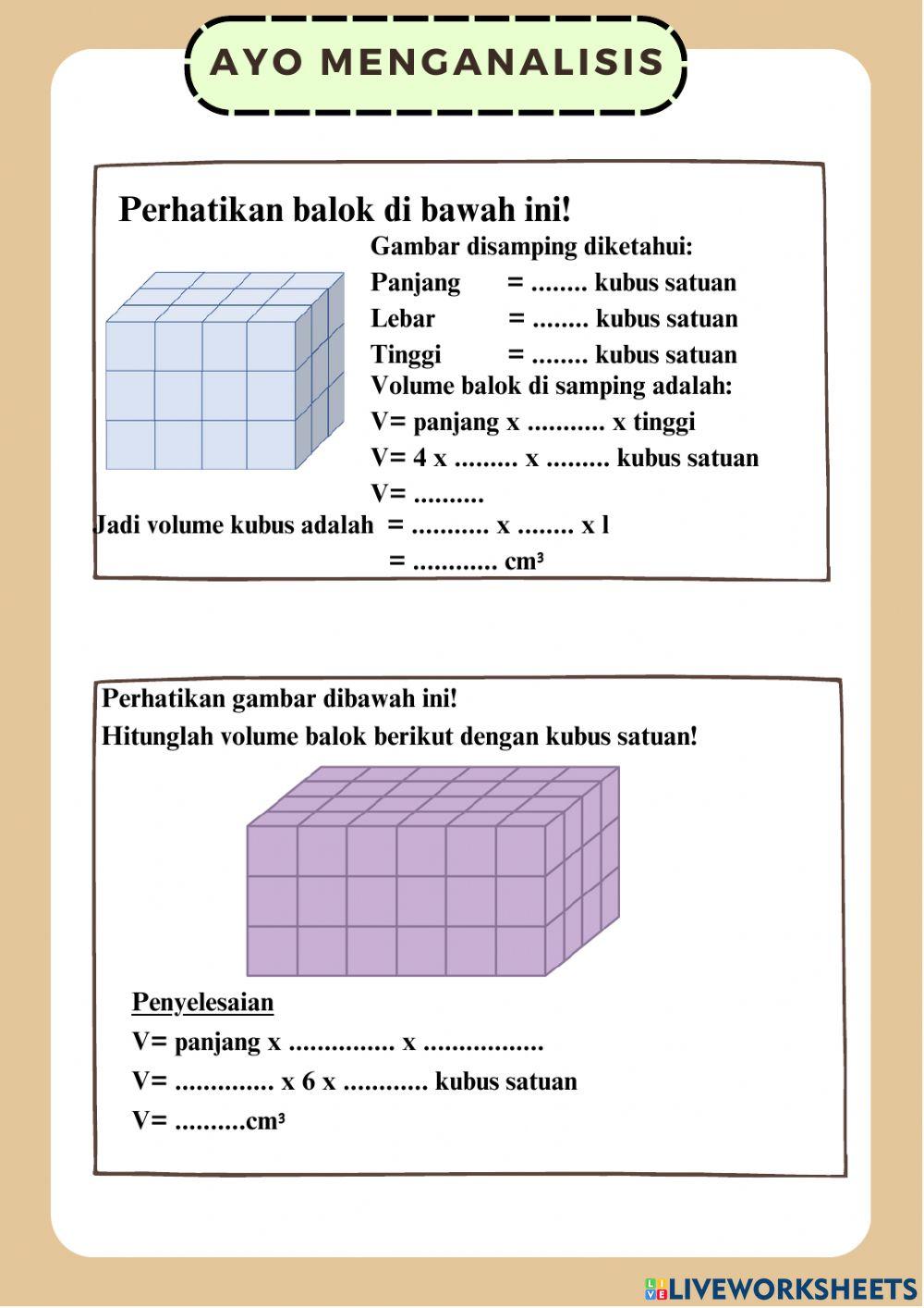 Volume dan Luas Permukaan Bangun Ruang Balok