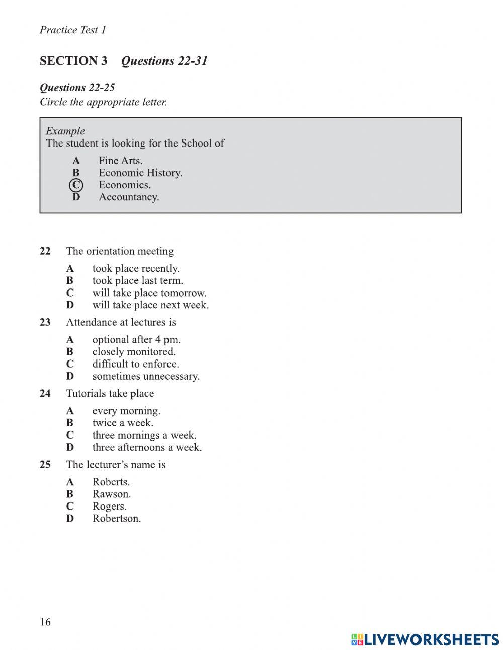 Listening Task 1 sec 3