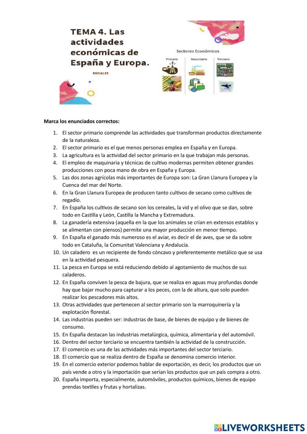 La actividad económica en Europa y España