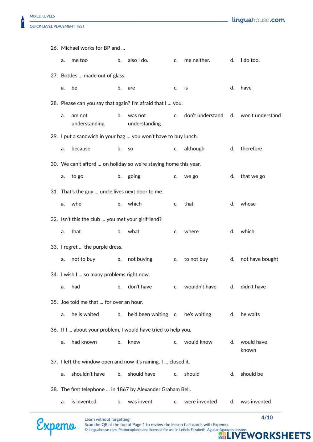 Quick Diagnostic Test