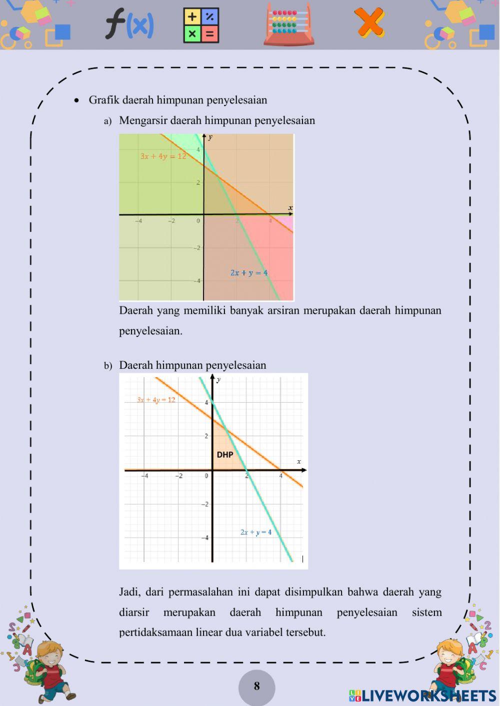 Sistem pertidaksamaan linear dua variabel
