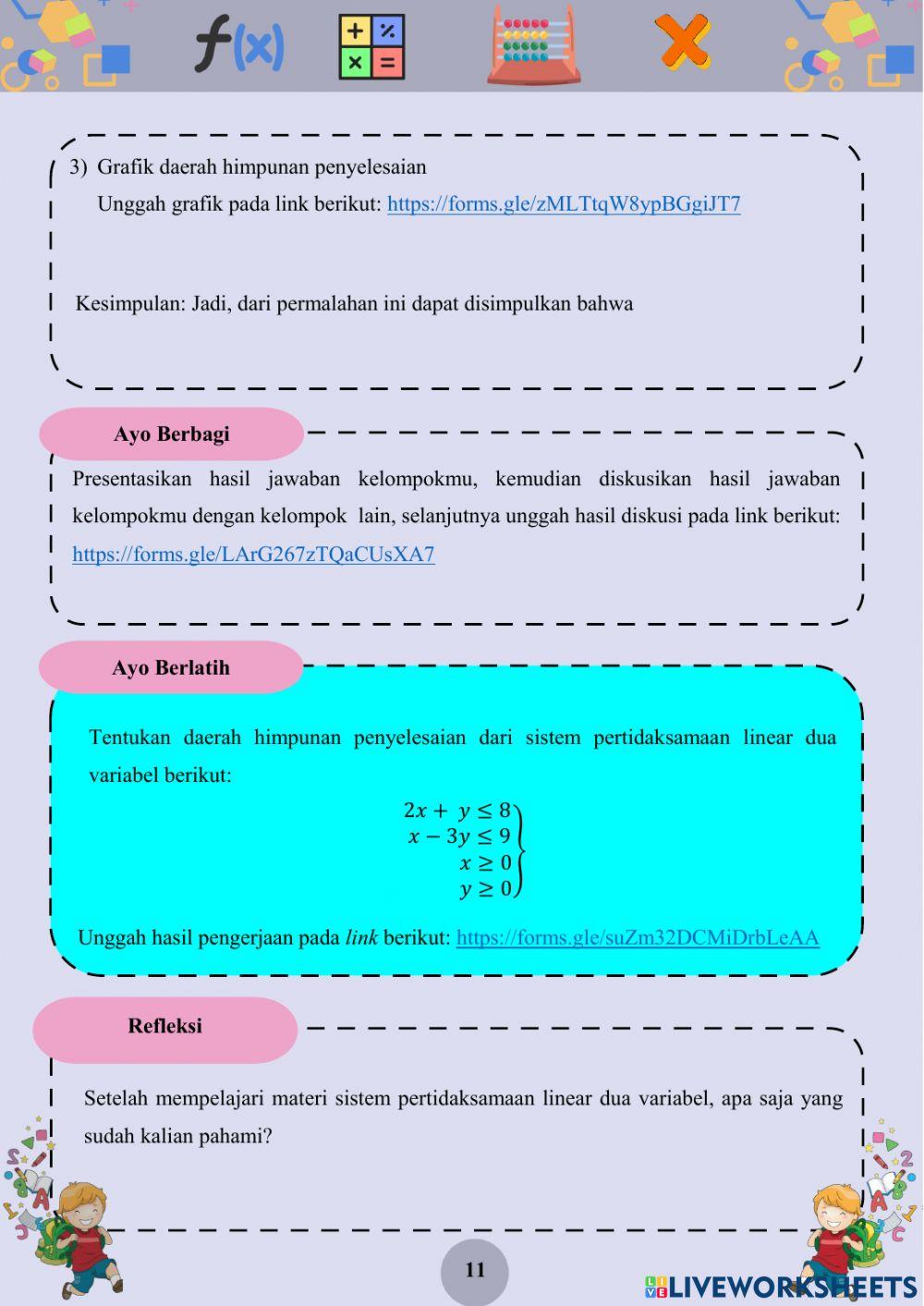 Sistem pertidaksamaan linear dua variabel