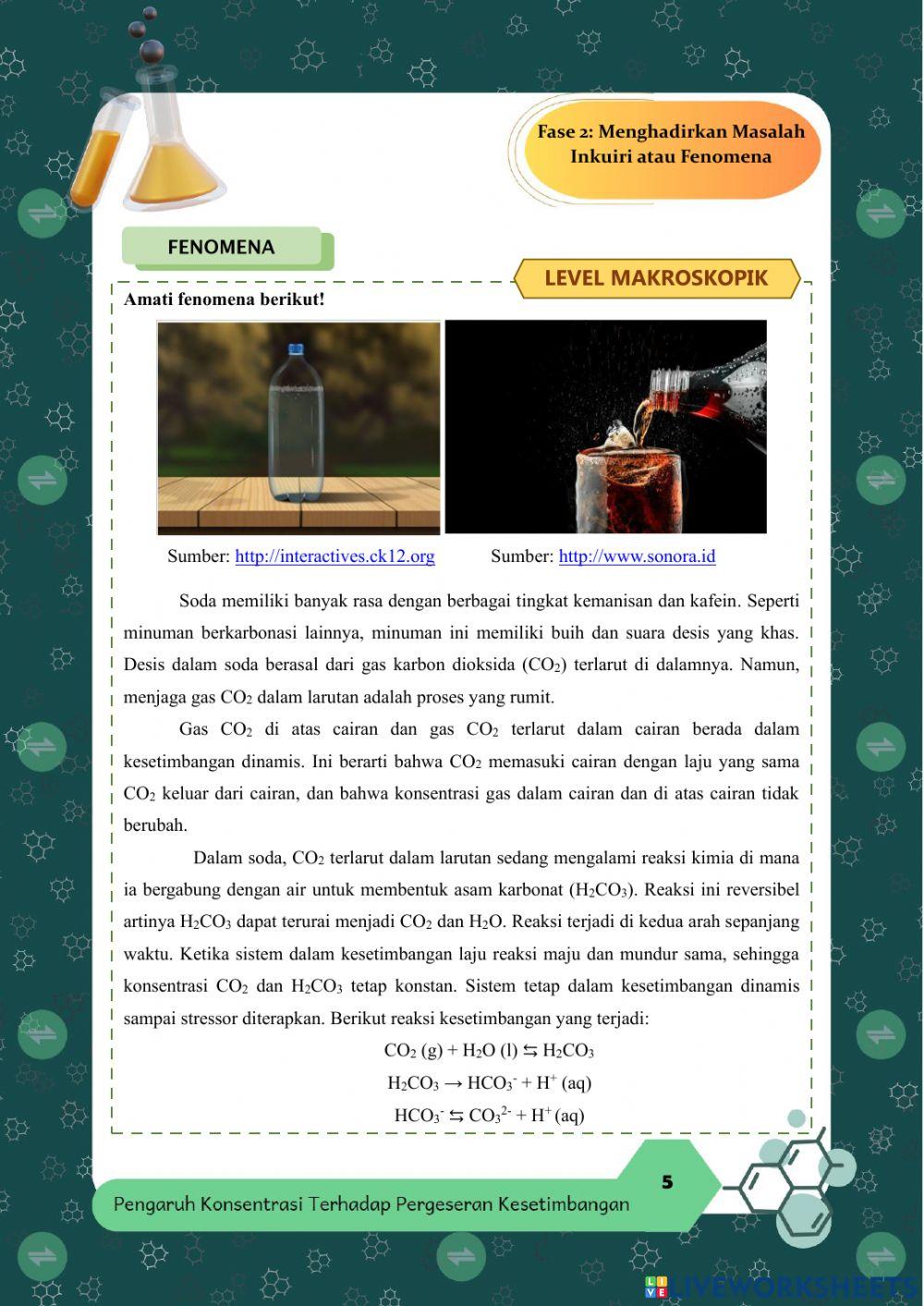 E-LKPD Inkuiri Terbimbing faktor konsentrasi yang mempengaruhi arah pergeseran kesetimbangan kimia