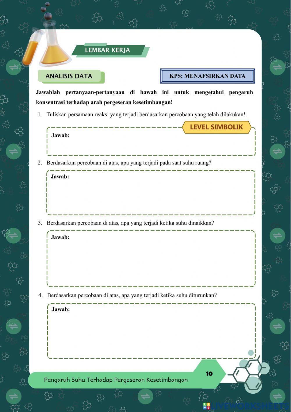 E-LKPD Inkuiri Terbimbing bagian 1 faktor suhu yang mempengaruhi arah pergeseran kesetimbangan kimia